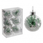 Украшение новогоднее "Шар" (набор из 6-и), L8 W8 H10 см Полимерный материал