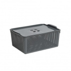 Корзинка "Лофт" 13л 395х272х168 мм с крышкой (серый)