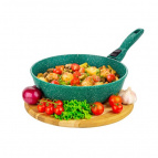 Сковорода глубокая 26 см ГАРМОНИЯ ВКУСА "Изумруд" 47*27*10,5 см, съемная ручка, без крышки, ручка - 20 см, высота сковороды - 6,5 см, диаметр дна - 18