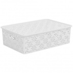 Корзинка "Ромашки" 7,5л 350х245х105мм с крышкой (белый)