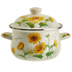 MetaLLoni EM-1509 Кастрюля эмалированная с эмалированной крышкой 2,0 л,d=18см,"Подсолнухи"(6)