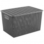 Корзинка "Вязь" 14л 350х245х205 мм с крышкой (серый)