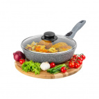 Сковорода глубокая 24 см Elan Gallery ГАРМОНИЯ ВКУСА Серый мрамор с крышкой D24, съёмная ручка