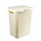 Корзина для белья "Ротанг" 60л  (слоновая кость)