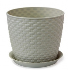 Кашпо РОТАНГ D180мм 3л с поддоном (белый ротанг)