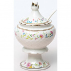 ТЕОДОРА, сахарница 300мл на ножке с ложкой, NEW BONE CHINA, цветная упаковка