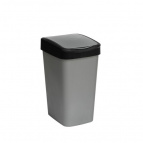Ведро для мусора с подвижной крышкой "Tandem" 10л (сер.металлик/черный)