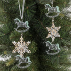 Украшение новогоднеe подвеска"Снежинка с лошадками", L6,5 W1 H19 см, 3в.