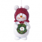 Фигурка декоративная подвесная "Снеговик",  L6 W4 H10 см