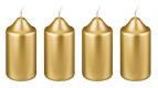 Набор свечей из 4 шт. 10*5 см. золотой металлик