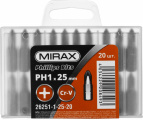 Биты MIRAX PH№1, тип хвостовика C 1/4", длина 25мм, 20шт