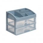 Органайзер для косметики 2 ящика (серо-синий/прозрачный)