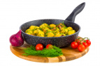 Сковорода глубокая 22 см ГАРМОНИЯ ВКУСА "Черный мрамор" без крышки, н/р, 38*23*9,5 см
