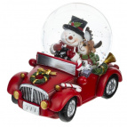 Фигурка декоративная в стекл. шаре "Снеговик и олень", D 7 см, L11 W7 H9 см