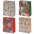 Пакет подарочный (бумага 210г/м2, блок 12шт), L18 W10 H23 см, 4в.