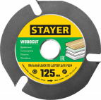 STAYER WOODCUT 125х22,2мм, 3 резца, диск пильный по дереву для УШМ