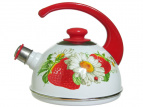 Чайник эмал 2,5л конс/руч бел клуб с ромашкой