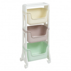 Этажерка "Junior" напольная  3-х ярусная на колесах (микс)