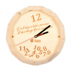 Часы кварцевые в форме бочки "В бане всегда время париться!" для бани и сауны 27*8 см / 6