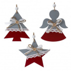 Изделие декоративное подвесное "Ангел/Ёлка/Звезда", L9 W1 H11,5 см, 3в.