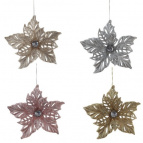 Украшение новогоднее "Пуансеттия", L14 W4 H14 см, 4в.