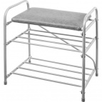 Банкетка-этажерка для обуви 2 яруса с мягким сиденьем Б1(серая)