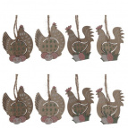 Набор из 8-ми изделий декоративных подвесных "Курица/Петух" (4,5*0,5*6), L12,5 W12,5 H1,5 см