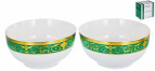 ЭСТЕЛЛА, набор 2 салатника 375мл, NEW BONE CHINA, цветной дизайн с золотом, подарочная упаковка
