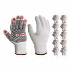 ЗУБР XL (10), х/б перчатки с ПВХ покрытием (точка), 10 класс, 10 пар (11440-XL10)