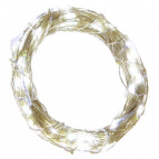 Электрогирлянда (60 белых светодиодов,  1 режим свечения,серебристый шнур, 1 W), L 6м , на батарейка