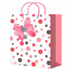 Пакет подарочный с глянцевой ламин  22x31x10 см (ML) Розовый бант,128 г ППК-4411 Optima