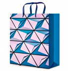 Пакет подарочный с глянцевой ламин 18x23x8см (М) Объемный узор, голубой, 128 г ППК-4379 Optima