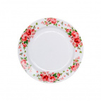 Тарелка мелкая 240 мм Розовые розы бортовая Гладкий край
