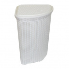 Корзина для белья "Ротанг" 60л угловая (белый)