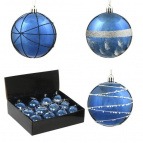 Украшение новогоднее Шар "Синее вдохновение", набор из 12 шт, D8 см Полимерный материал