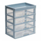 Органайзер для мелочей 4 ящика (серо-синий/прозрачный)