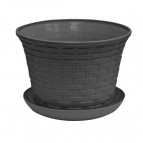 Кашпо круглое "Ротанг" 4,0 л  с поддоном (серый)