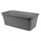 Балконный ящик "Ротанг" 43см с дренажем (серый)