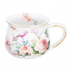Кружка 250 мл 11,5*8,5*7 см "Певчие птички" бочонок, NEW BONE CHINA
