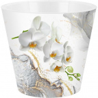Горшок для цветов InGreen London Orchid Deco D160 мм, 1,6 л с дренажной вставкой, белая орхидея