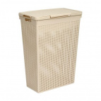 Корзина для белья "Лофт" узкая с крышкой 50л (латте)