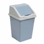 Ведро для мусора с подвижной крышкой  5л квадратное (серо-синий/светло-серый)
