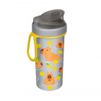 СТАКАН ДЕТСКИЙ С КРЫШКОЙ, ПЕТЛЕЙ И ДЕКОРОМ 400МЛ (Светло-серый)