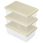 Комплект контейнеров для продуктов "Asti" прямоугольных 1,05л х 3 шт. (светло-бежевый)