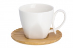 Кружка для капучино и кофе латте 190 мл. 11*7,5*7 см. "Белая метелица" + дер. подставка