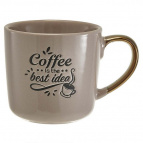 Ф11-084L1  Кружка "Coffee is the best idea" (400 мл)  в цветной коробке, бежевый  (48)