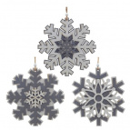 Украшение новогоднее "Снежинка", L15 W0,5 H15 см, 3в.