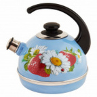 Чайник эмал 3,5л конс/руч серо-голуб клубн с ромаш