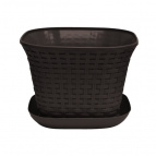 Кашпо квадратное "Ротанг" 6,9 л  с поддоном (венге)