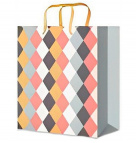 Пакет подарочный с глянцевой ламин 18x23x8см (М) Яркие ромбы, 128 г ППК-4376 Optima